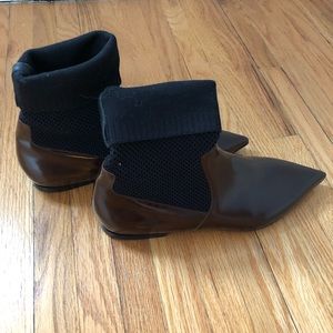 Burberry PatentGloss Leather Knitted Mesh Booties